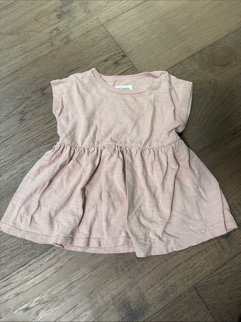 Girls' Light Pink Peplum Cotton Dress